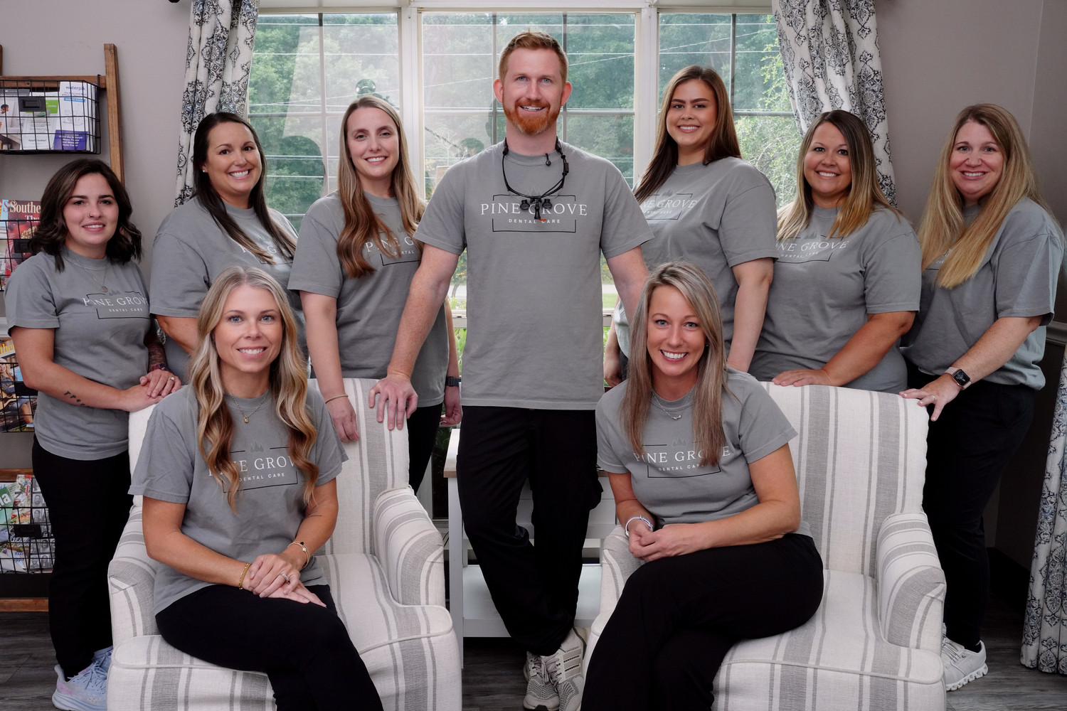 Dr. Hunter Stinson and the Pine Grove Dental Care team together in the office