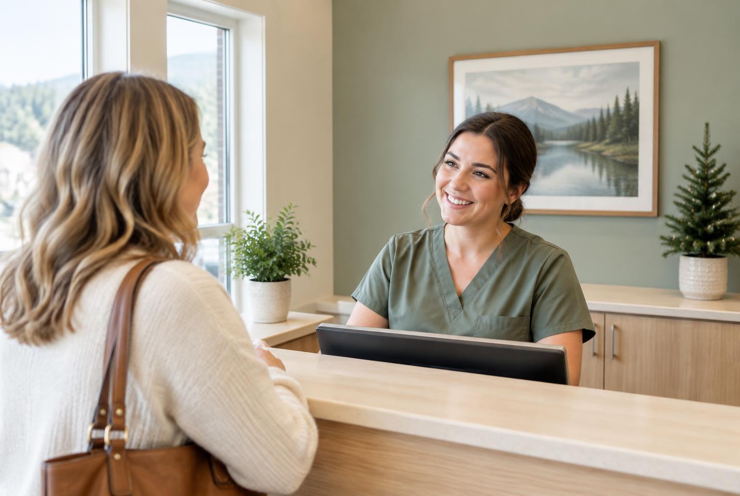 A warm welcome at the front desk of Pine Grove Dental Care